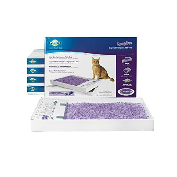 PetSafe ScoopFree Cat Litter Box Tray Refills with Lavender Non Clumping Crystals, 6-Pack