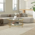 thumbnail image 3 of Resenkos 26" Round Side Table, 2-Tier Tempered Glass, Steel Frame, Gold, 3 of 8