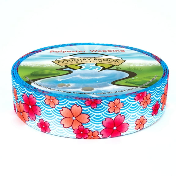 Country Brook Design - Pink April Blossoms Polyester Webbing (1 Inch)
