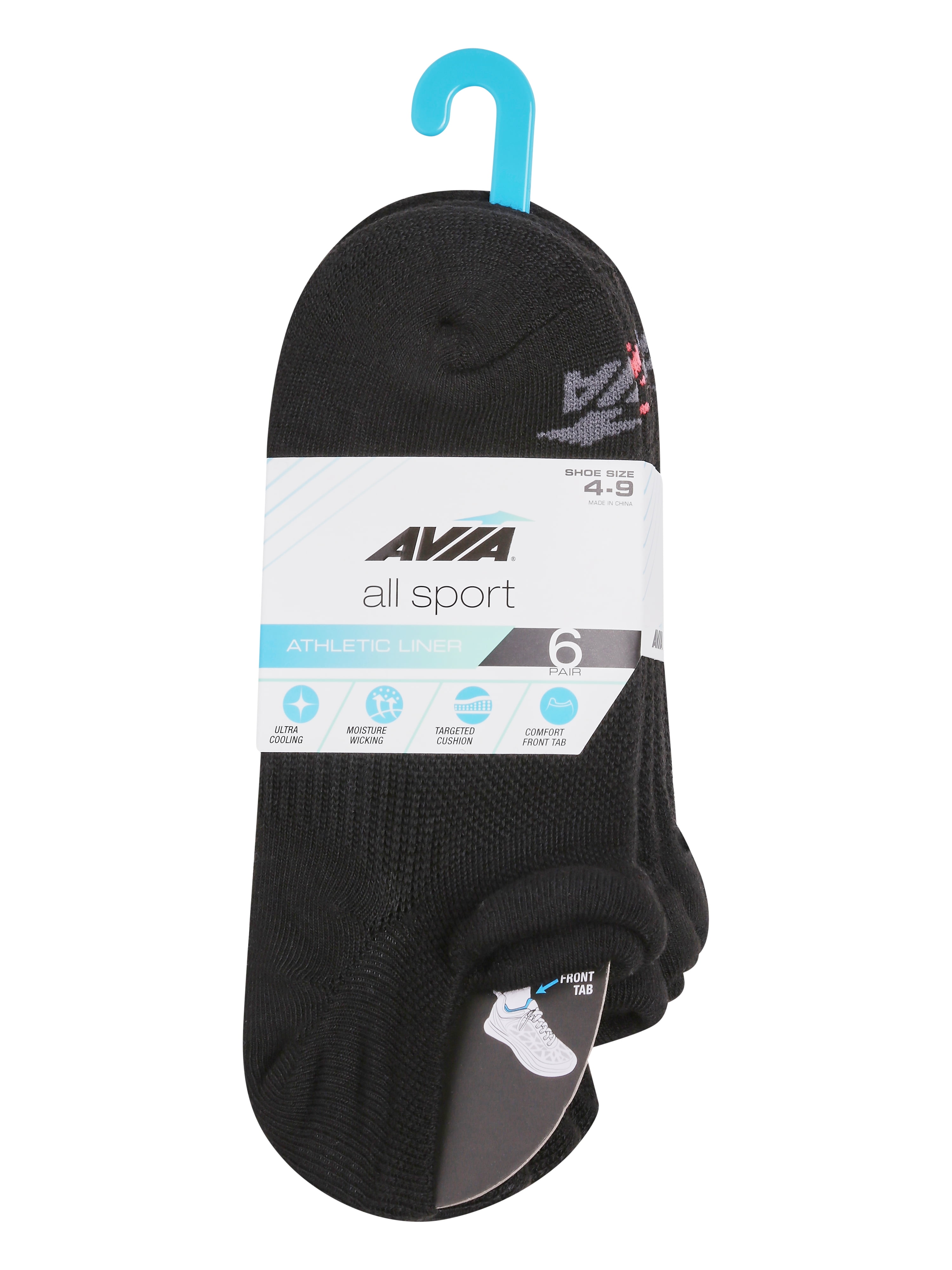 Avia Women's Athletic No Show Liner Socks, 6-Pack