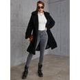 thumbnail image 5 of Eilly Bazar Black Teddy Coat for Women Long Sleeve Female Double Button Midi Coat M, 5 of 5