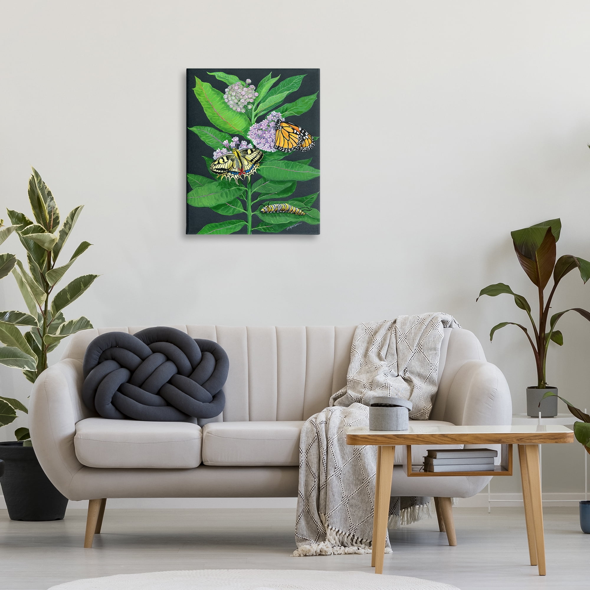 Stupell Industries Vintage Milkweed & Insects Animals & Insects Painting Gallery Wrapped Canvas Art Print Wall Art, 24 x 30
