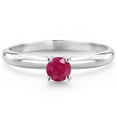 thumbnail image 2 of Gem Stone King 14K White Gold Red Ruby Solitaire Engagement Ring for Women (0.35 Cttw, Round 4MM, Gemstone July Birthstone, Size 6), 2 of 5