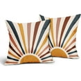 thumbnail image 2 of Boho Sun Sunrise Throw Pillow Covers 20x20 Inch Abstract Bohemian Colorful Stripes Pillow Cases Modern Minimalism Rustic Naby Blue Yellow Pillowcase Set of 2 Home Decor For Cushion Couch Sofa Outdoor, 2 of 6
