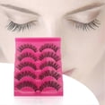 thumbnail image 4 of Realove 5 Pairs Fake Eyelash Natural Looking Transparent Stems Plastic Fiber Stylish False Eyelashes 26-27s, 4 of 5