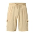 thumbnail image 3 of Bcfgryg Men Spring And Summer Pant Casual All Solid Color Painting Loose Plus Size Trouser Fashion Beach Pockets Short Men's Shorts For Swimming Khaki L, 3 of 5