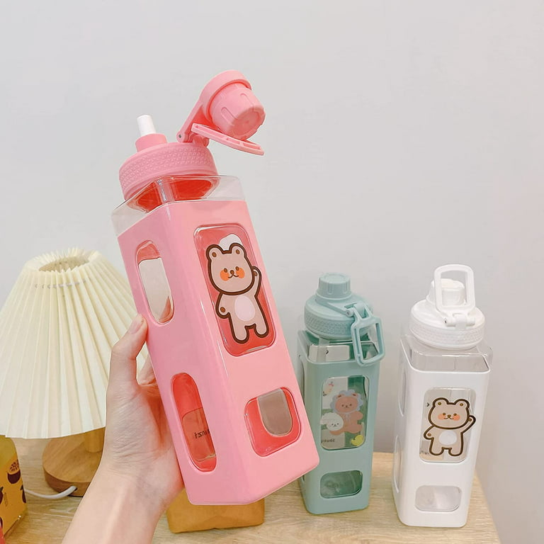 JHTPSLR Large Kawaii Water Bottle with Straw and 3D Stickers Cute Aesthetic  Bottle Kawaii Milk Bottl…See more JHTPSLR Large Kawaii Water Bottle with