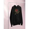 thumbnail image 3 of Red Roses Golden Chain Hoodie Women -Image by Shutterstock, Female x-Large, 3 of 4