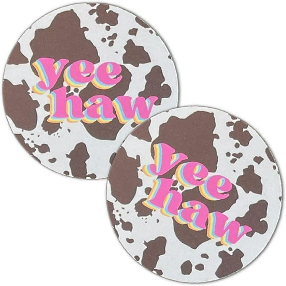 YeeHaw Cowhide Print Cardstock Cutouts for Freshies  12 Pack  2.5" Inch Circles  Freshie Supplies  Western Designs