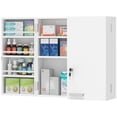 thumbnail image 1 of White Wall Mount Cabinet with 4 Shelves & Door Racks | 20.9" MDF Storage Organizer for Bathroom, Kitchen, Clinic | Secure Home Essentials Display, 1 of 7