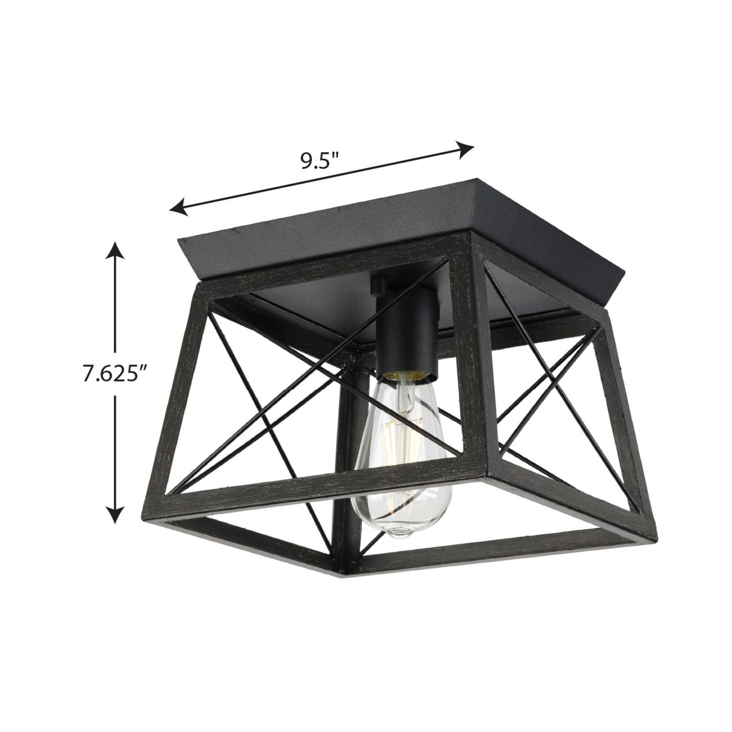 Briarwood Collection One-Light Textured and Cerused Black Farmhouse Style Flush Mount Ceiling Light