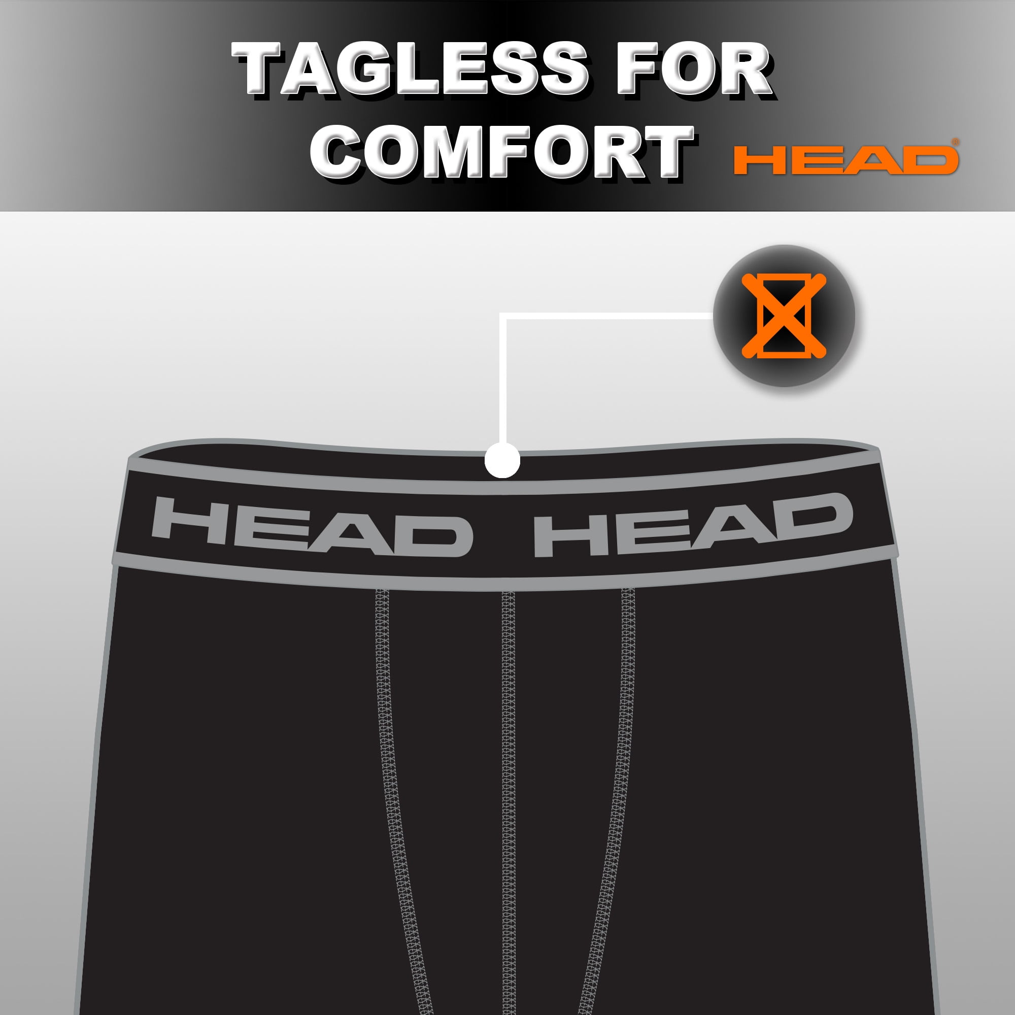 HEAD Men's Boxer Briefs Active Performance Breathable Underwear, Black (6 Per Pack)