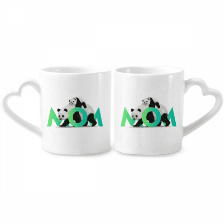 

Maternal Animal Panda Raising Couple Porcelain Mug Set Cerac Lover Cup Heart Handle