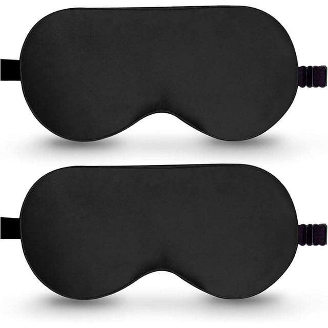 Antifaz de seda para dormir, paquete de 2 antifaces de seda morera con correa ajustable, antifaz para dormir durante la siesta, protector de ojos BeeVines