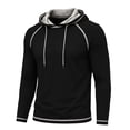 thumbnail image 4 of Gamivast Pullover Hoodie for Men Soft Long Sleeve Hooded Sweatshirt with Drawstring Hood Contrast Trim and Athletic Fit Casual Workout Gym Outdoor Travel Top for Fall and Winter Black XXL, 4 of 6