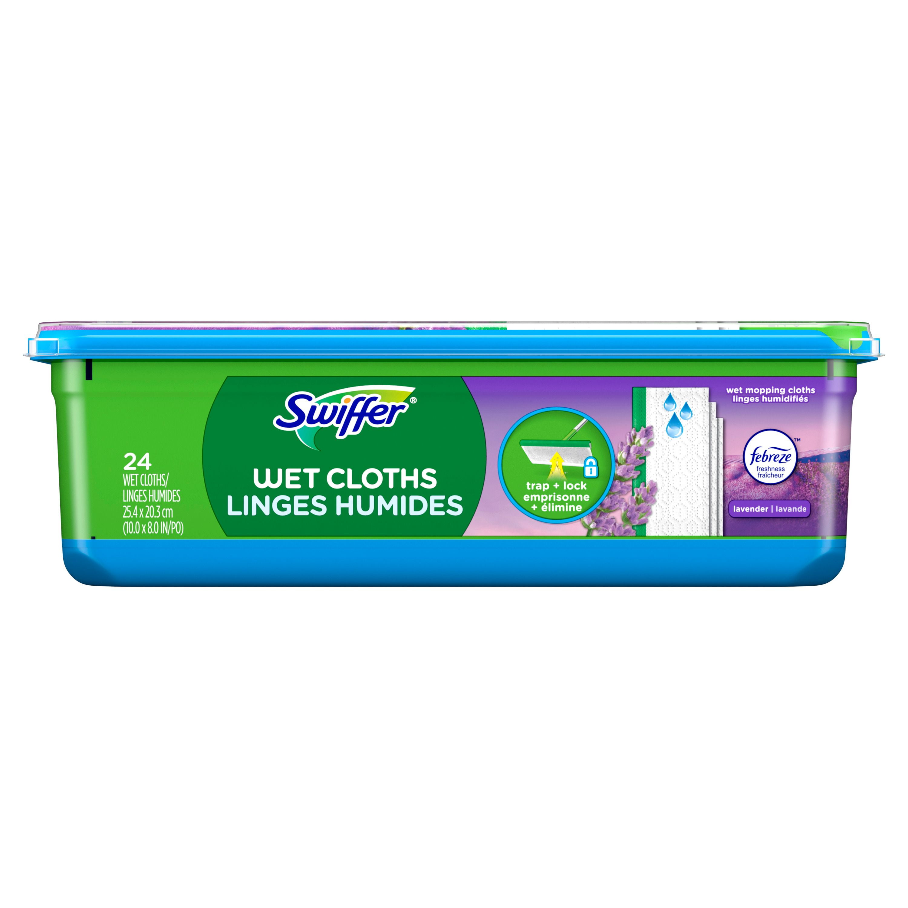 Swiffer Sweep + Mop, Wet Pads Refill, Floor Cleaner, Cleaning Cloths, Lavender, 24 Count
