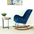 thumbnail image 5 of Severn Mid-Century Modern  Tight Back Velvet Rocking Chair  in Blue, 5 of 9