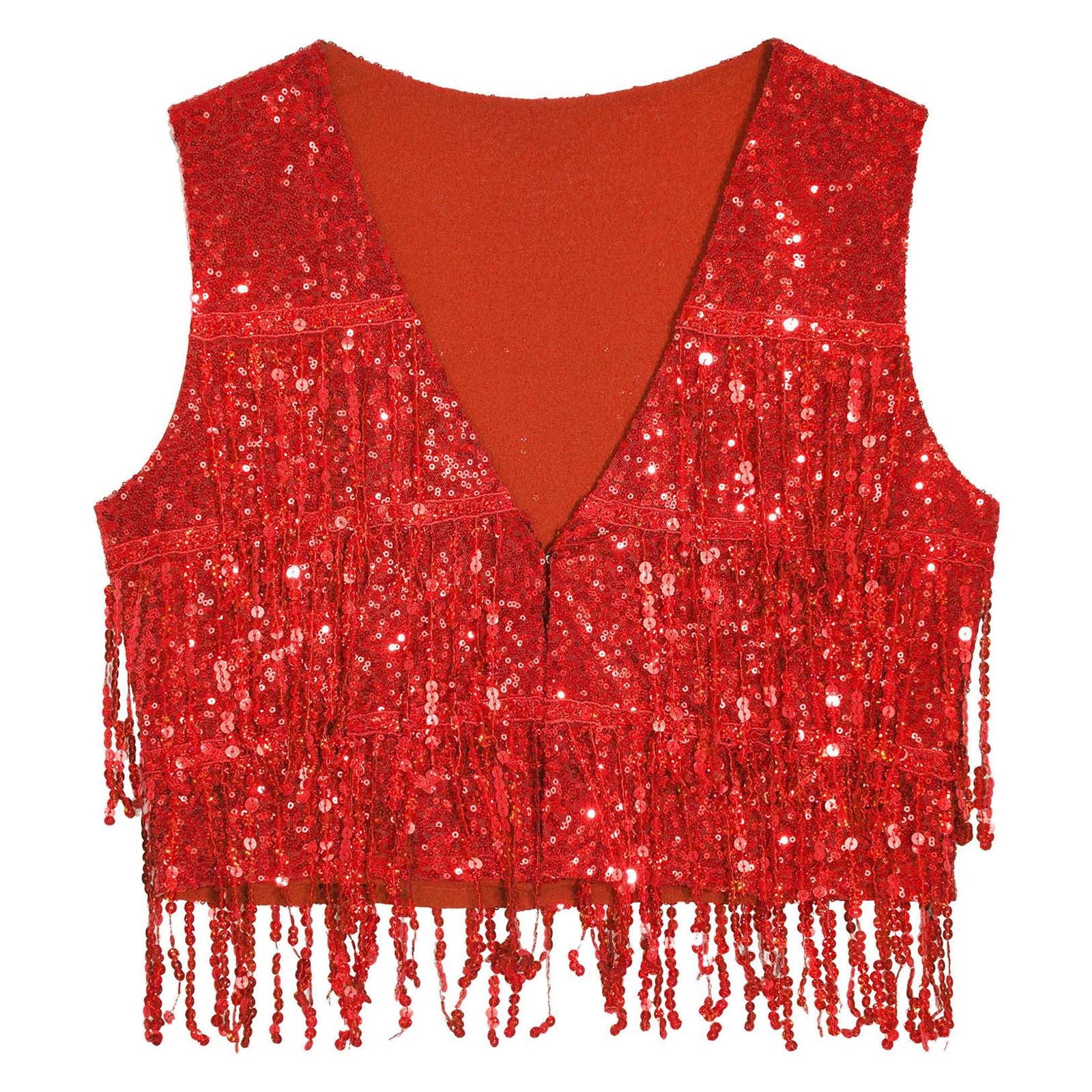 red sequin vest top