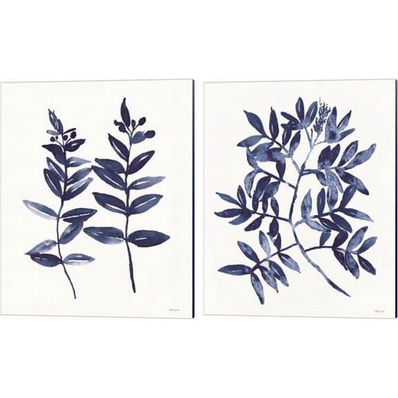Great Art Now Nature in Indigo by Stellar Design Studio 2 Piece Canvas Art Set Each 12"W x 15"H