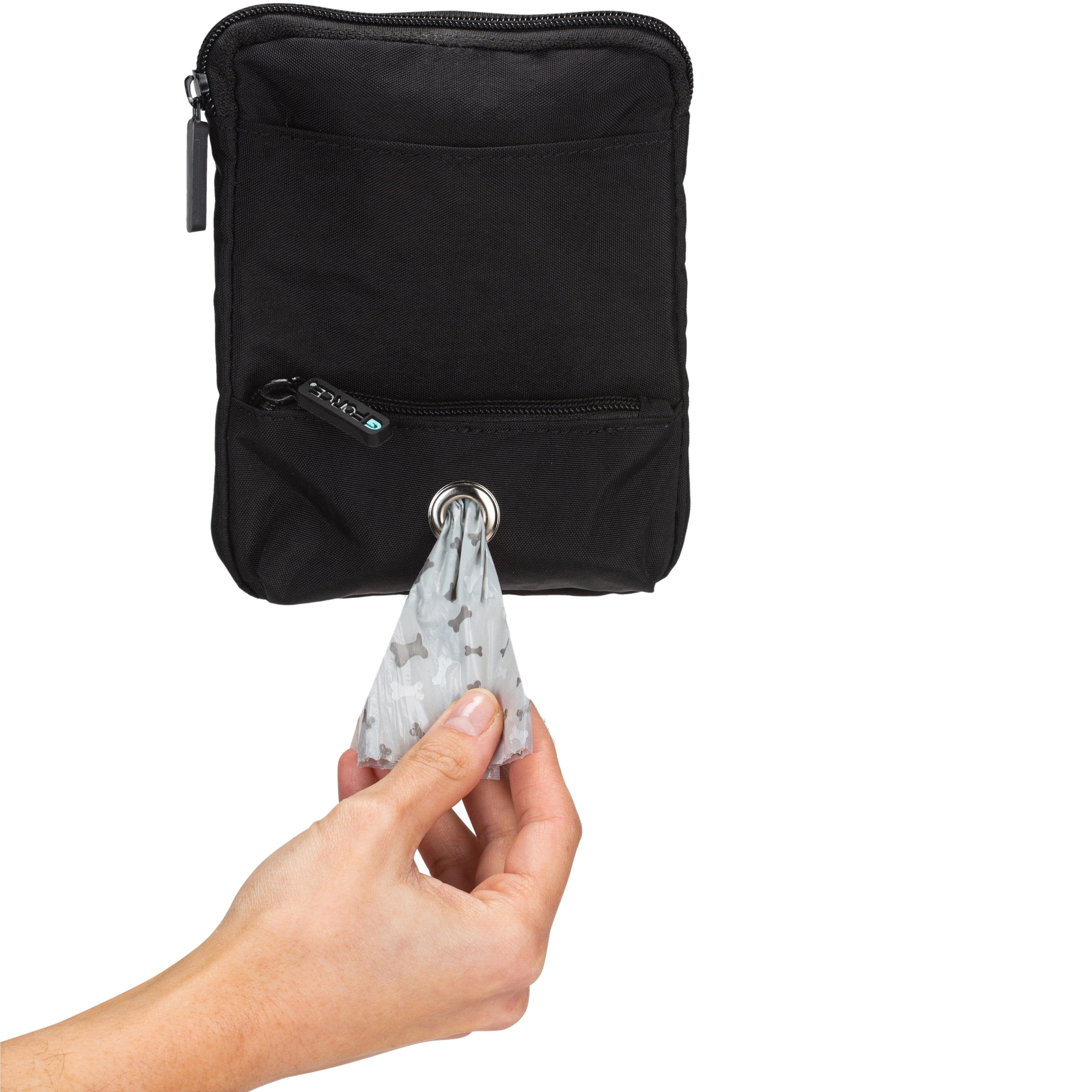 Pounce + Fetch Travel Cross Body Bag with Pet Waste Bag Dispenser, Black