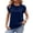 Navy #039, variant on Women's Textured T Shirts Cotton Polyester Blend Petal Sleeve Casual Tops Crew Neck Ruched Loose Fit Tunic Tees for Summer Daily Wear, XL