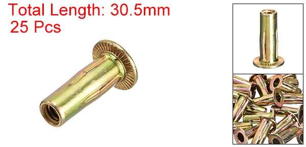 CIRCLE- 25Pcs 5/16-18 Multi-Grip Rivet Nuts Pre-Bulbed Shank Insert Nut Gold Zinc