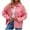 Pink, variant on Women's Solid Color Basic Button Denim Jacket With Pockets, Casual Denim Jacket Top Women Distressed Oversize Frayed Hem Trucker Denim Jean Jacket Shirt Shacket Size
