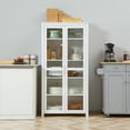 thumbnail image 6 of HOMCOM Freestanding Kitchen Pantry, 5-tier Storage Cabinet with Adjustable Shelves and 2 Glass Doors, White, 6 of 9