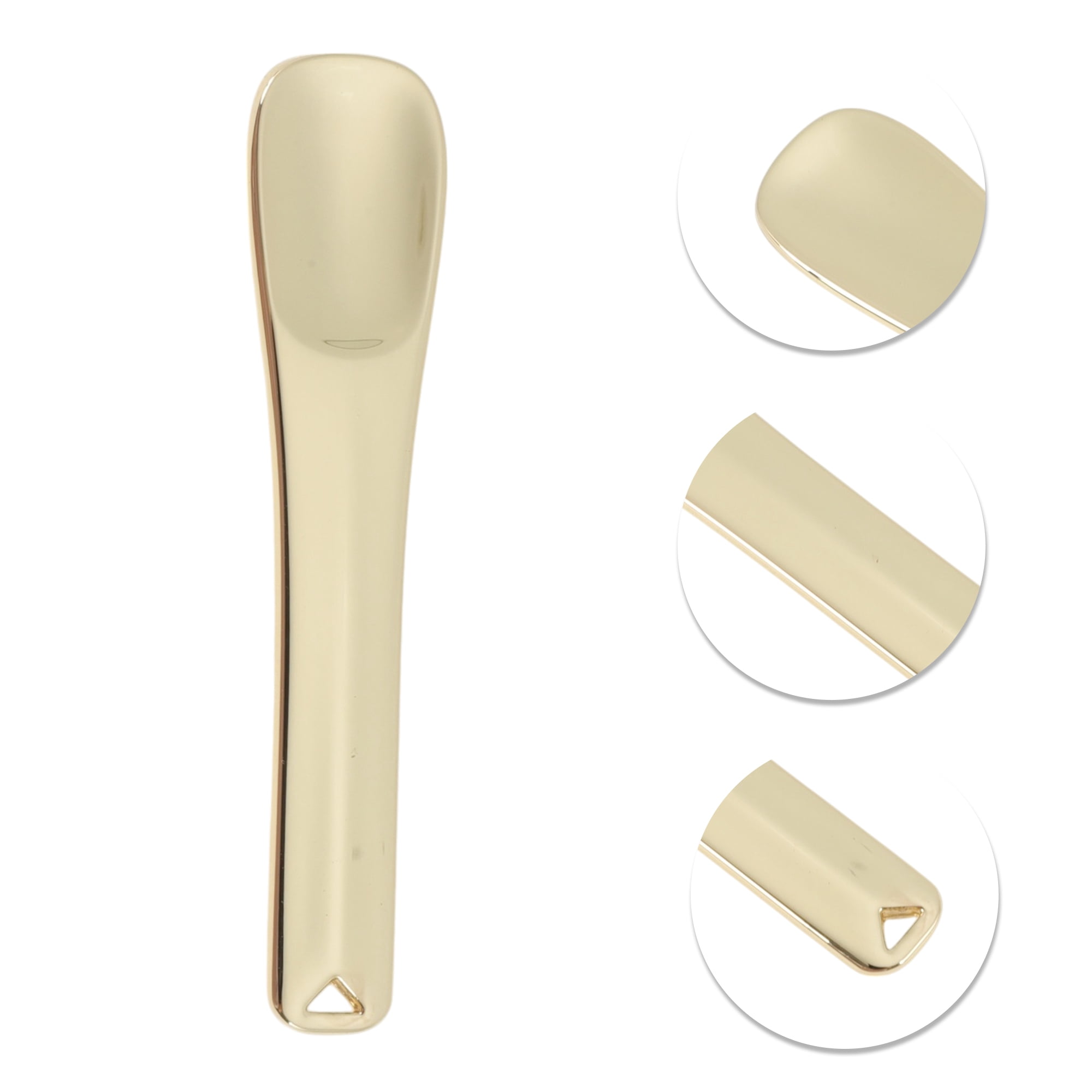 Unique Bargains 2pcs Rectangular Mini Makeup Cosmetic Spoon Gold Tone