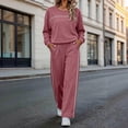 thumbnail image 6 of YUGYXL Women's 2 Piece Outfit Solid Color Lightweight Long Sleeve Tee Top and Wide Leg Pants Sets Casual Sweatsuit Tracksuit, 6 of 8