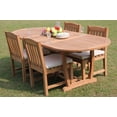 thumbnail image 6 of Grade-A Teak Dining Set: 4 Seater 5 Pc: 94" Mas Oval Trestle Leg Table And 4 Devon Armless Chairs Outdoor Patio WholesaleTeak #51DV2305, 6 of 6