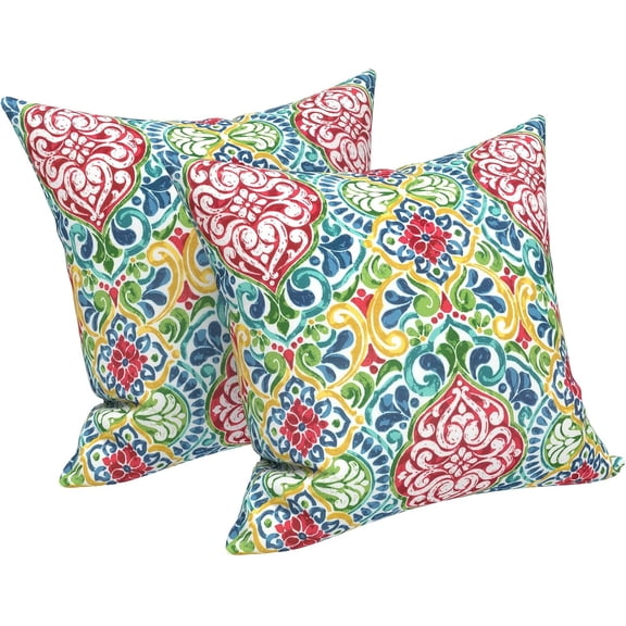 Throw Pillows, Decorative Throw Pillows Cover , Square Pillows for Bed, Couch, Sofa and Patio Furniture, Set of 2, Damask Red