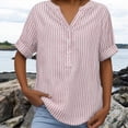 thumbnail image 7 of T Shirts For Women Pink Womens Tops Fashion Loose Stand Color Striped Collar Casual Shir Summer Tops, 7 of 7