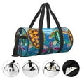 thumbnail image 5 of Xecao Little Sea Turtles print Round Travel Duffel Bag is a foldable gym bag with an inner pocket, perfect for travel sports, 5 of 8
