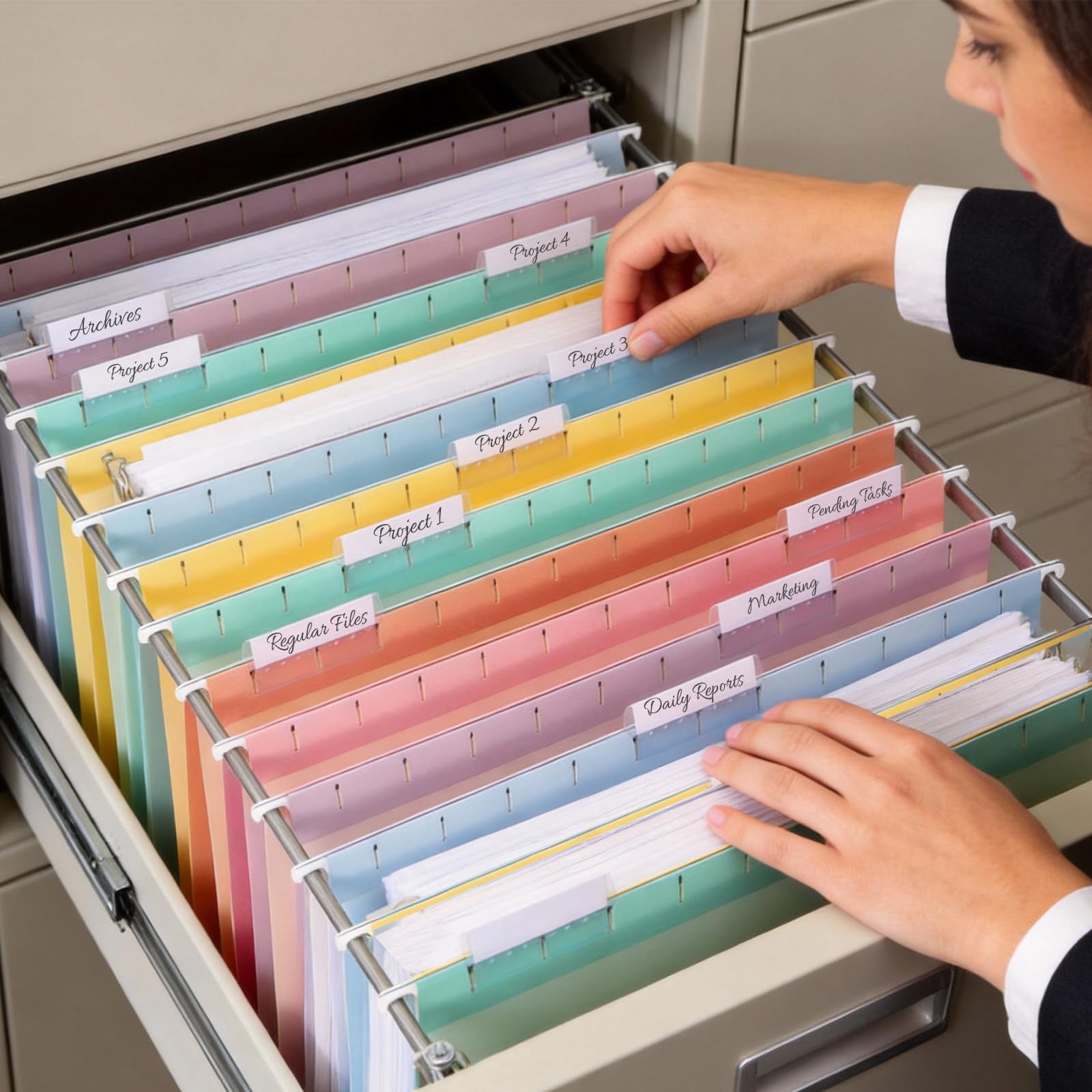 25 Pack Hanging File Folders  Bright Letter Size With 1/5-cut Tabs Stay Organized For Your Home And Office Bulk Documents