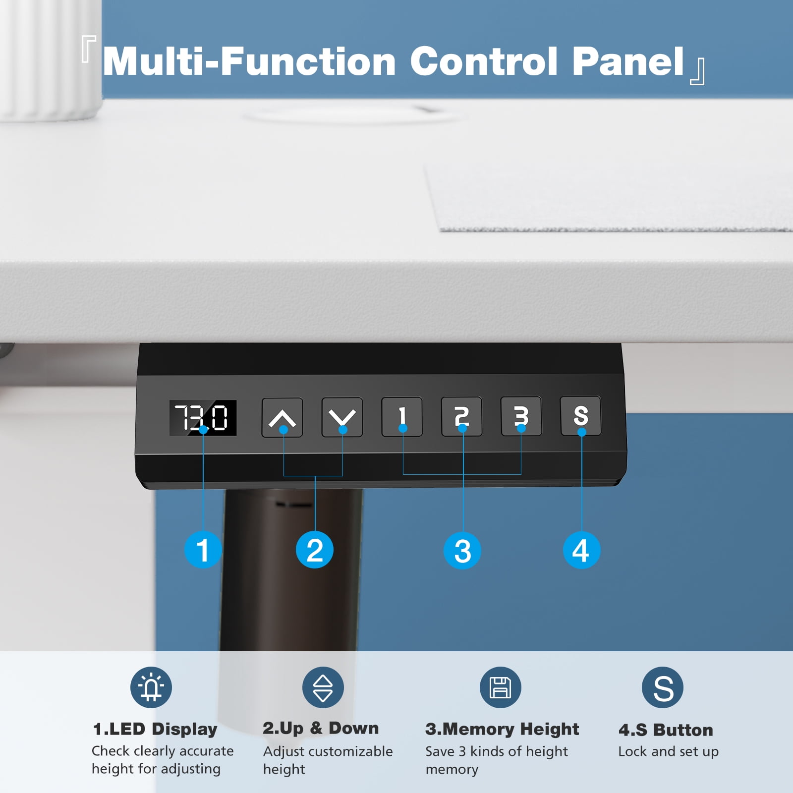 edx Electric Standing Desk, Height Adjustable Desk, 55 x 24 Inches Ergonomic Stand up Desk with Memory Preset and T-Shaped Metal Bracket for Home Office