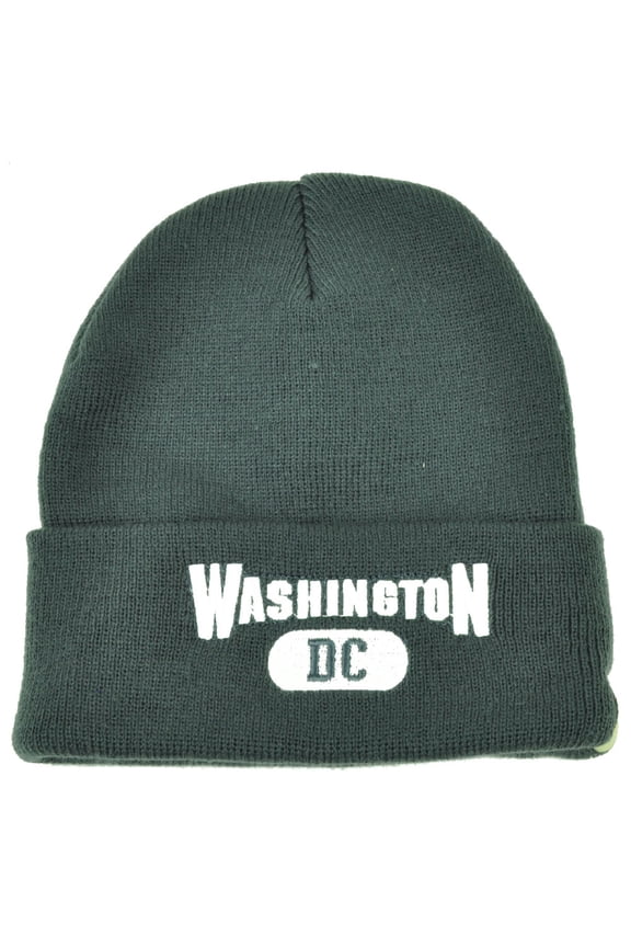 Washington DC Virginia Cuffed Gray White USA Capital Knit Beanie City Kirk Wood