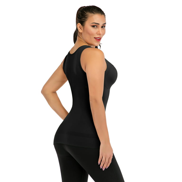 FANNYC Women's Cami Shaper With Built In Bra Tummy Control Camisole Tank  Top Underskirts Shapewear Body Shaper Compression Yoga Workout Vest,Black  /White/Apricot 
