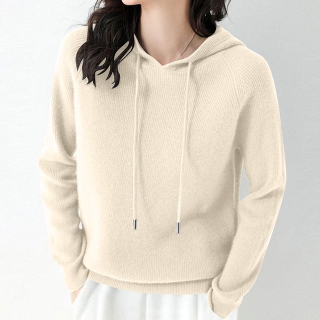 JMYHOAM Chandail à Capuche pour Femmes, Chandail Décontracté à Manches Longues, Beige G