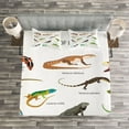 thumbnail image 3 of Ambesonne Colorful Quilted Bedspread Set 3 Pcs, Exotic Lizard Reptiles, King Size, Multicolor, 3 of 3
