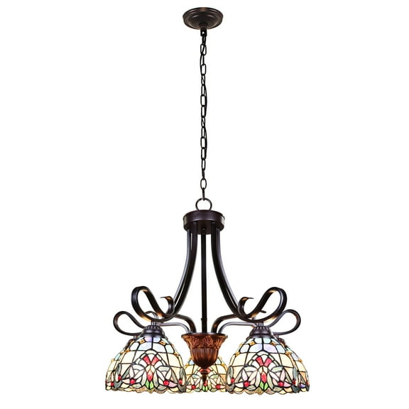 Radiance Goods Victorian Tiffany-Style Dark Bronze 5 Light Chandelier 25" Wide