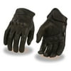 Milwaukee Leather SH810 Men's Black Perforated Leather Gloves with Knuckle Protection Small