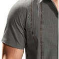 thumbnail image 5 of Qiyinn Men's Fashion Summer Shirts Collar Neck Solid Color Tops Short Sleeve Blouses, 5 of 6