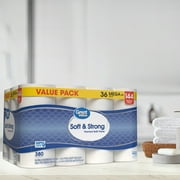 Great Value Soft & Strong Premium Toilet Paper, 36 Mega Rolls, 380 Sheets per Roll