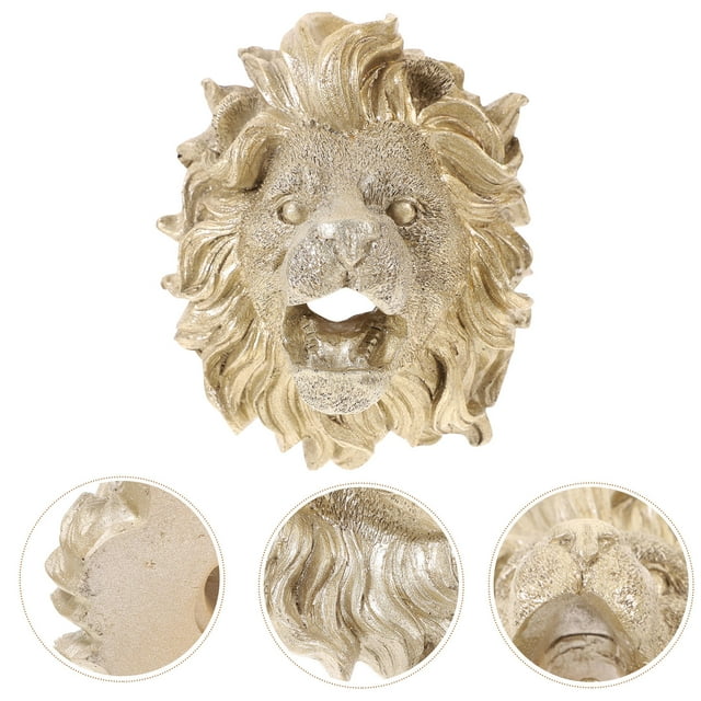 Minkissy Tête de Lion Bec d'Eau Lot de 1 Fontaine Décoration Maison Résine