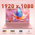 thumbnail image 3 of 15.6" Pink Laptop, Windows 11 Pro, Office 2024, IPS FHD Student & Business Laptop Computer, 8GB RAM 256GB SSD, Intel Core i3-6100U, Backlit Keyboard, Fingerprint Reader, WiFi5 for Study and Work, 3 of 8