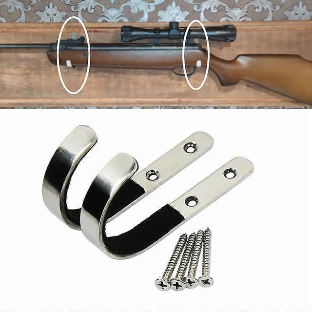 Tactical 1Pair Gun Wall Mount Storage Rack J-Hook Rifle Shotgun Hangers Set Anti-Scratch Stainless Steel Gun Rack Holder