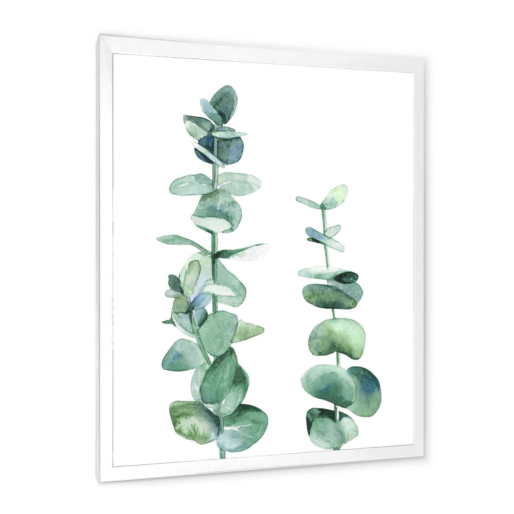 Designart 'Green Eucalyptus Branch' Tropical Framed Art Print