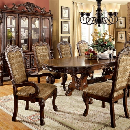 Traditional Wood Oval Dining table in Brown Medieve by Furniture of America