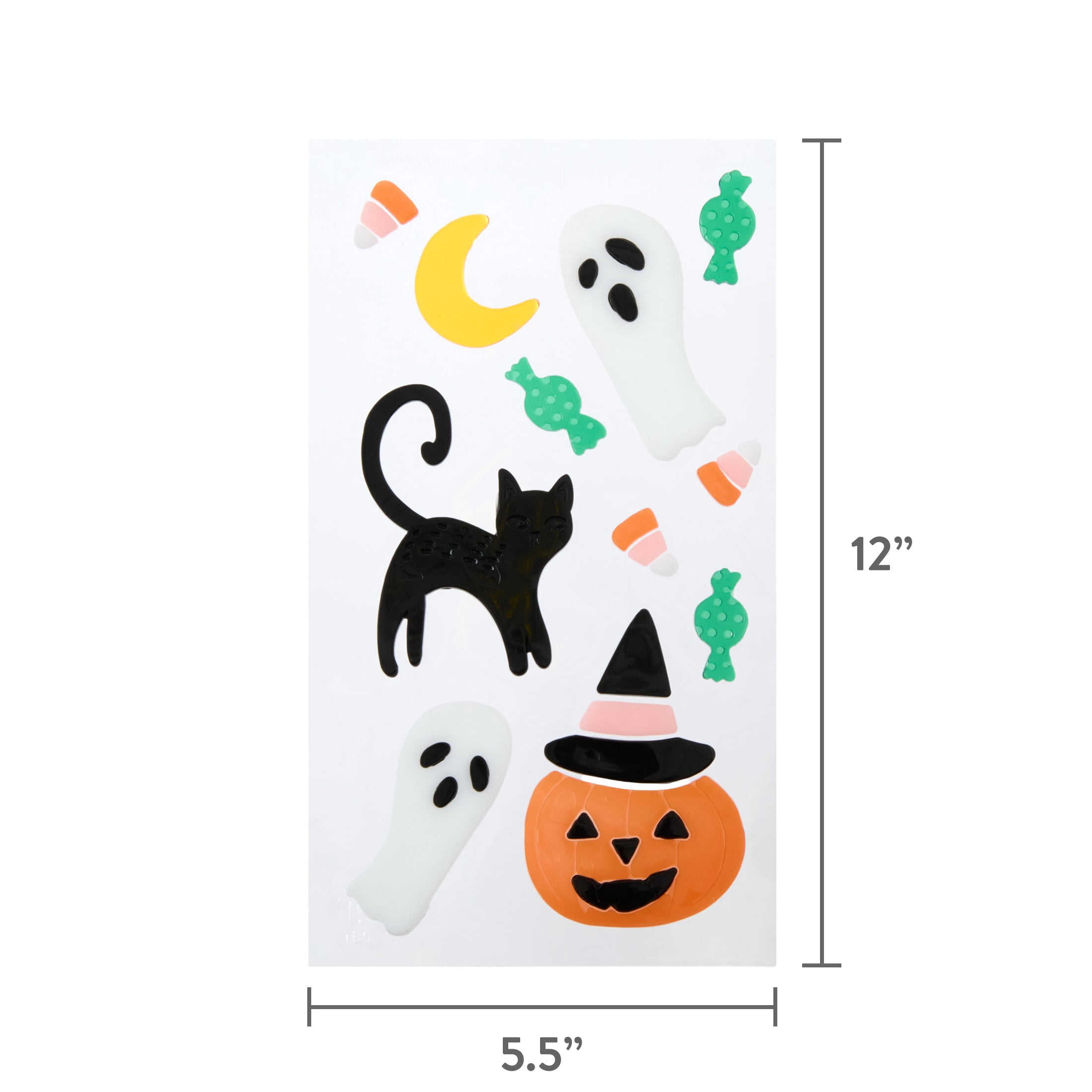 Ghosts and Cat Gel Clings, Multicolor, 5.5" x 12.1", Halloween by Way To Celebrate
